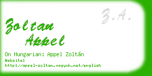 zoltan appel business card